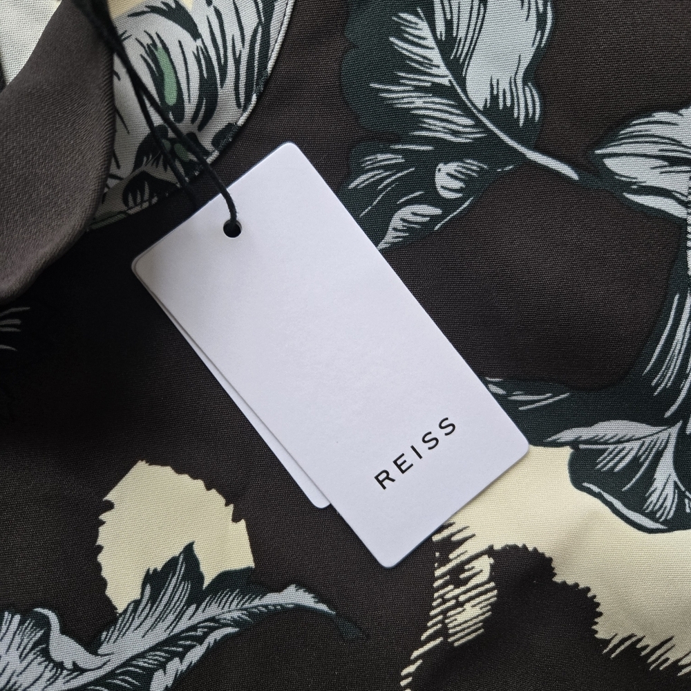 Reiss Black and Cream Floral Midi Dress - Picture 3 of 8
